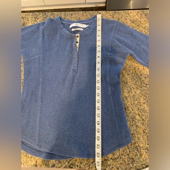Vintage Tommy Hilfiger Blue Thermal Snap Long Sleeve Shirt Size Medium - Picture 9 of 9